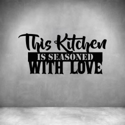 This Kitchen Is Seasoned With Love - Matt Black L 600 X H 300MM