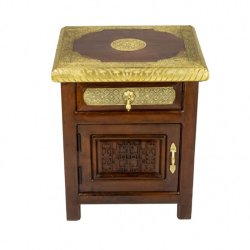 Carved Wooden Single Door Benicio Side Table Sotran Dekorativ