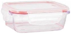 400ML Rectangle Glass Food Container- Red