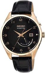 Seiko Kinetic Black Dial Rose Gold-tone Men's Watch SRN054