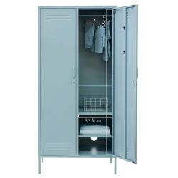 Steel Swing Door Twinny Wardrobe Storage Cabinet - Ocean Blue