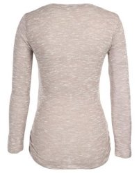 Annabella Maternity V-Neck Textured Knit Top in Stone