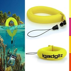Igadgitz 1 Pack Neon Yellow Waterproof Floating Wrist Strap Suitable For Use With Fujifilm Finepix Xp Series Tough XP10 XP20 XP30 XP50 XP51 XP60 & XP80 Cameras