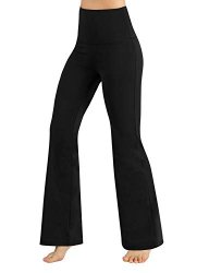 Ododos Women's High Waist Boot-cut Yoga Pants Tummy Control Workout Non See-through Bootleg Yoga Pants Black Large