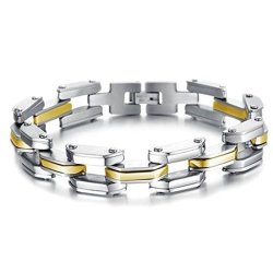 Free Ship Deal Heavy Tech Stainless Steel Men's Bracelet Gold