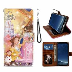 Disney Collection Compatible Samsung Galaxy S8 Plus Samsung Galaxy S8+ Wallet Case With Beauty And The Beast Couple Pattern Design Magnetic Closure Folio Flip