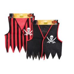 Pirate Vest - Party Dress Up - Skull - Red & Black - Single - 3 Pack