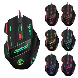 BephaMart HXSJ H100 Dragon 7D 5500 DPI Colorful Backlight Wired Optical Gaming Mouse