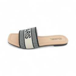 - Ladies Paris Style Textile Square Toe Slippers
