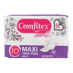 Comfitex Teenz Maxi Winged 10'S Cotton Scented Pads
