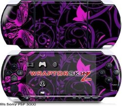 Sony Psp 3000 Decal Style Skin - Twisted Garden Purple And Hot Pink