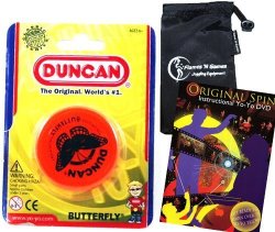 Duncan Butterfly Yoyo Orange Beginners Entry-level Yo Yo With Travel Bag + 75 Yo-yo Tricks DVD Great Yoyos For Kids And Adults