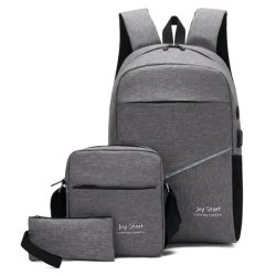 3 Piece Laptop Stylish Bag Backpack-grey