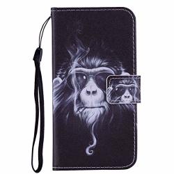 Wandaelite Compatible With Samsung S10 Back Shell Chimpanzee Pattern Colored Drawing Horizontal Flip Leather Anti-skid Anti-shock Protector Cover With Holder & Card Slots &