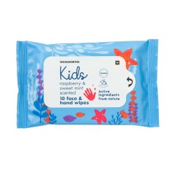 Kids Raspberry And Sweet Mint Scented Face And Hands Wipes 10 Pcs