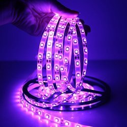 Favolcano Waterproof Purple LED Strip 3528 Smd 300LED 5M Flexible Lamp Light Dc 12V 60LED M IP65 + 2.1 X 5.5MM Dc Power Female Plug
