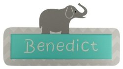 Personalised Name Plaque Chevron Elephant In Turquoise