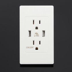Double Wall Socket Charger Dual USB 5V 2.1A White Electrical Us Plug Adapter
