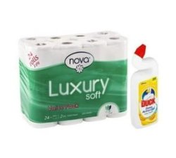 Luxury Soft Toilet Paper 2PLY - 24 Rolls + Duck Toilet Cleaner Citrus