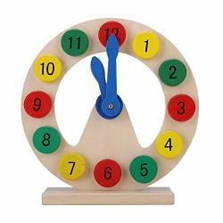 Hztyyier Kids Wooden Clock Toy Baby Children Wooden Clock Toy Kids Number Time Early Learning Gift For Little Boys Girls