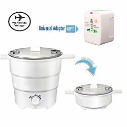 Portable MINI Electric Cooker Foldable Silicone Kettle Steamer Foldable Storage - Double Voltage 100V-240V For Kitchen Dormitory Cooking Travel Folding Household Rice Cooker