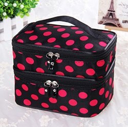 Pevor Makeup Bag Toiletry Bag Double Layer Large Capacity Handbag Travel Cosmetic Bags Cosmetics Storage Box Has A Small Mirror Cosmetics Collection Tools