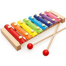 Mincy Xylophone Children's Early Educational Toys Baby Music Initiation Toy Drag Knock On The Piano Baby Pulling 8 Colors & Tones Adorable Octave Piano