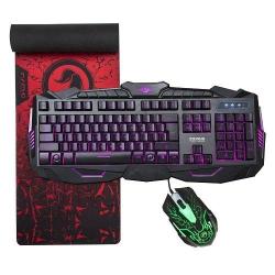 MARVO KM400 Gaming Keyboard LED Mouse And Large Mouse Pad Combo 3 Color Backlit Keyboards 7 Color 2400DPI Mice 27.6X8.8 Extended Mouse Mat Mouse