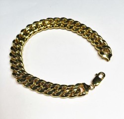 9 Carat Gold Silverfilled -concave Curb Gents Bracelet Cm 23 - Mm 11.5 Wide