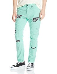 Southpole Young Men's Sportswear Southpole Men's Long Twill Pants With Printed Backing And Patches In Carrot Fit Mint 34X34