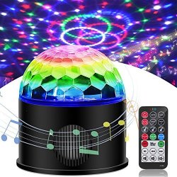 Luditek Sound Activated Party Lights With Bluetooth Speaker 9 Colors Dj Lighting Remote Control Disco Ball Light Strobe Lamp For Home Room Dance Parties Bar