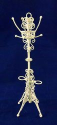 Vanity Fair Dolls House 1:12 Hall Furniture White Wire Wrought Iron Hat Coat Umbrella Stand