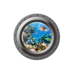 Hatop Submarine Portholes Wall Sticker Kids Coral Fish Boat Scuttles Decals Mural Art Nursery Home Decor D