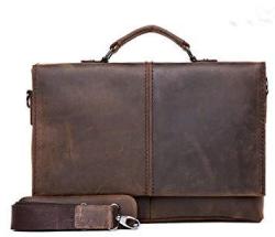 Loyofun Dark Brown Men's Genuine Leather Cowhide Messenger Shoulder Bag Briefcase