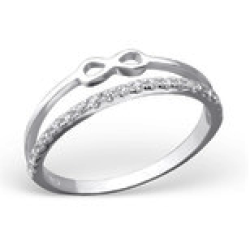 C1167-C23266- 925 Sterling Silver Infinity Cz Stones Ring - Size 9