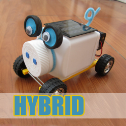 Mini White Pig Battery Solar Power Hybrid Diy Car