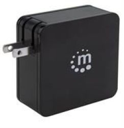 Manhattan Power Wall Charger - 60 W Usb-c Power Port Up To 60 W Usb-a Charging Port Up To 2.4 A Black Retail Box