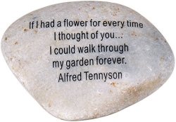 Extra Large Engraved Inspirational Romantic And Love Quote - Natural Engraved Stone 4-4.5 Inches From The Holy Land - If I Had A Flower