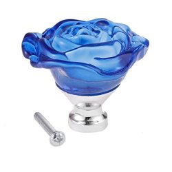 5PCS Crystal Rose Glass Cabinet Knob Drawer Pull Handle Kitchen Door wardrobe Knobs Diameter: 1.97" Blue
