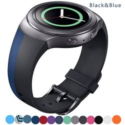Samsung Gear S2 Watch Band Silicone Replacement Sport Band For Gear S2 Smart Watch Black&blue