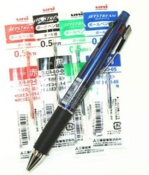 Uni-ball Jetstream 4&1 4 Color 0.5 Mm Ballpoint Multi Pen MSXE510005.9 + 0.5 Mm Pencil Navy Body & 4COLORS Ink Pens Refills Value Set With Values Japan Original Discription Of Goods