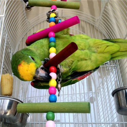 Parrot Bird Swing Wooden Ladder Chew Toy Parrot Bites Swing Cages Toys