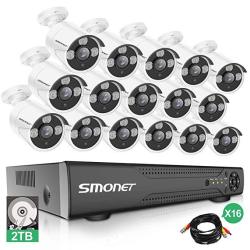 More STABLE16 Channel Video Surveillance System Smonet 5-IN-1 Dvr Security Camera System 2TB Hard Drive 16PCS 1080P High Definition Outdoor Security Cameras Dvr Kits With
