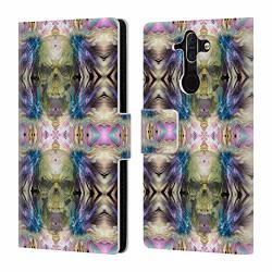 Official Haroulita Skull Pattern Kaleidoscope Glitch Leather Book Wallet Case Cover For Nokia 8 Sirocco