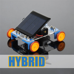 Solar Power Battery Hybrid Golden Wheels Mini Diy Car