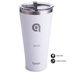 Qottle 30OZ Water Tumbler Customizable And Personalizable With Text Name Or Quote White