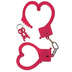 NIGHT Girl's Out Bachelorette Party Pink Plastic Heart Shaped Handcuffs