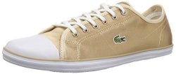 Lacoste Womens Ziane Sneakers Gold white Textile 8 M Us