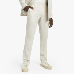 Men&apos S Smart Slim Linen Blend Natural Suit Trouser
