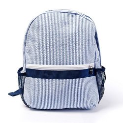 Mright 2-5 Years Personalize Seersucker Backpack Toddler Backpack Preppy Kids School Bookbag Navy
